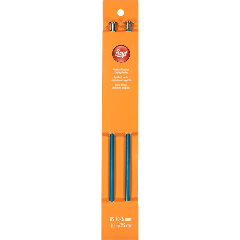 Boye 3216327010M Aluminum Straight Knitting Needles Set, US Size 10, 10" L, 2pcs - Image 1